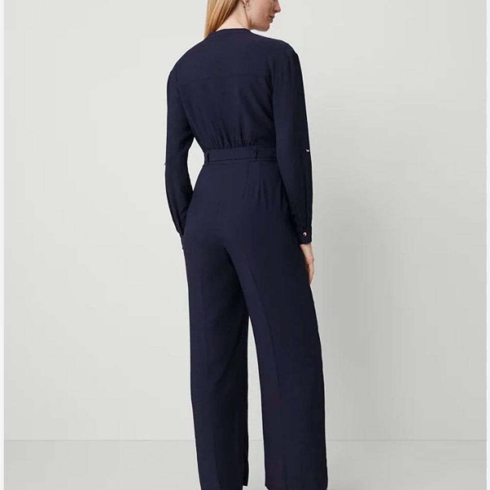 Ann Taylor Navy Jumpsuit with Belted Waist - Picture 2 of 9